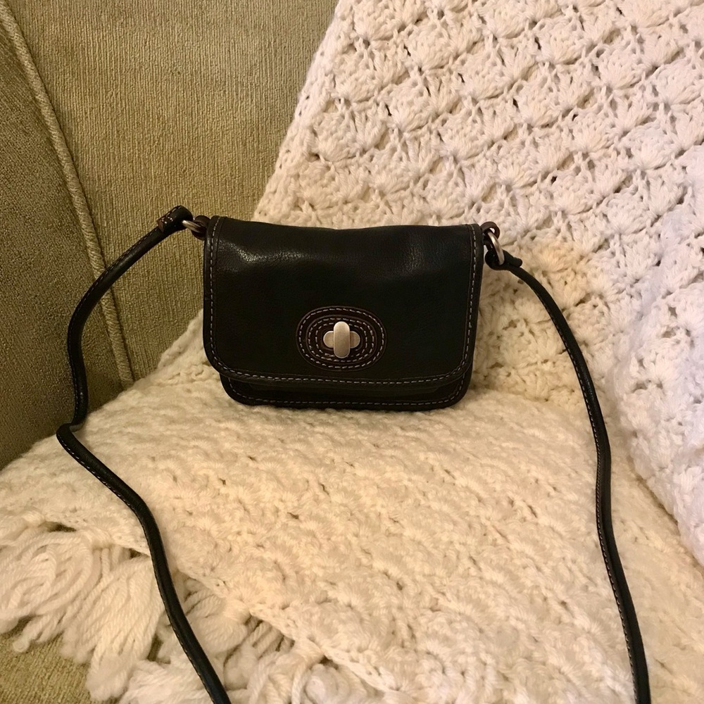 Fossil Black Leather Crossbody Bag